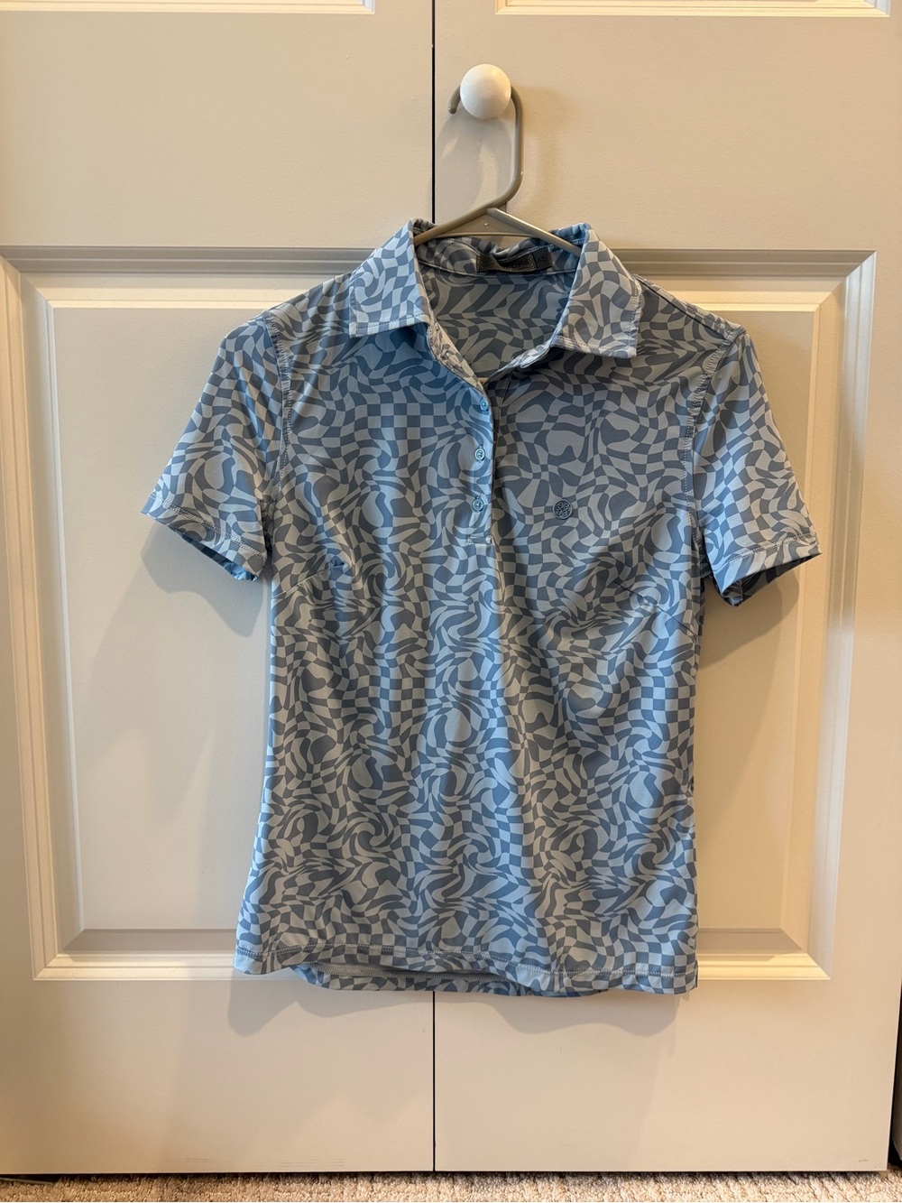 G/FORE Light Blue Geometric Short-Sleeve Polo